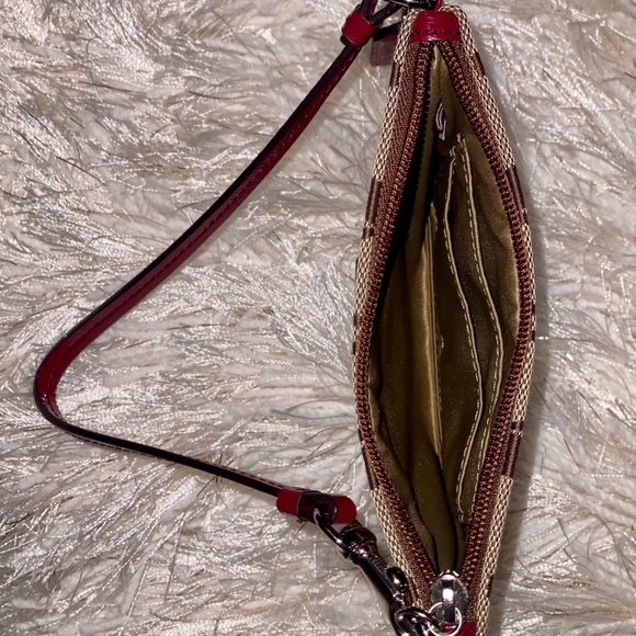 Brown And Red Coach Wristlet - Picture 2 of 2
